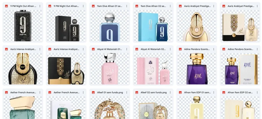 Perfumes árabes recortados em PNG sem fundo